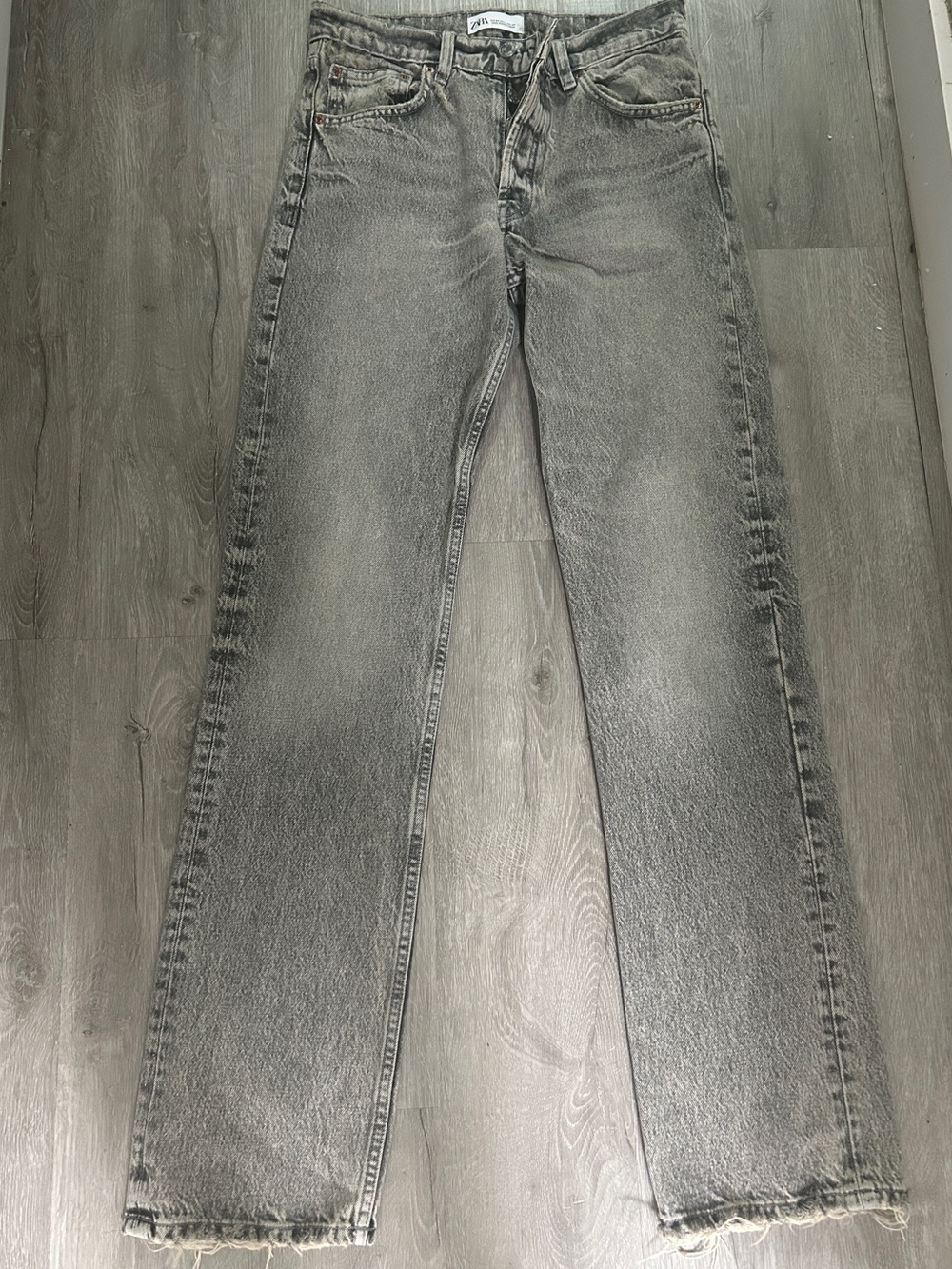 Zara woman Washed Black Straight Jeans